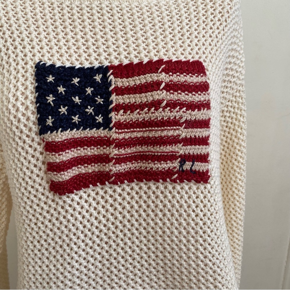 Ralph Lauren Crotchet American Flag Sweater - Picture 8 of 12